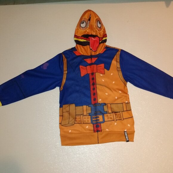 Fortnite Beef Boss Boys Hoodie Jacket Medium Mesh Eyes Masked Full Zip Cosplay - Picture 1 of 5